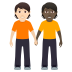 🧑🏻‍🤝‍🧑🏿 people holding hands: light skin tone, dark skin tone display on JoyPixels